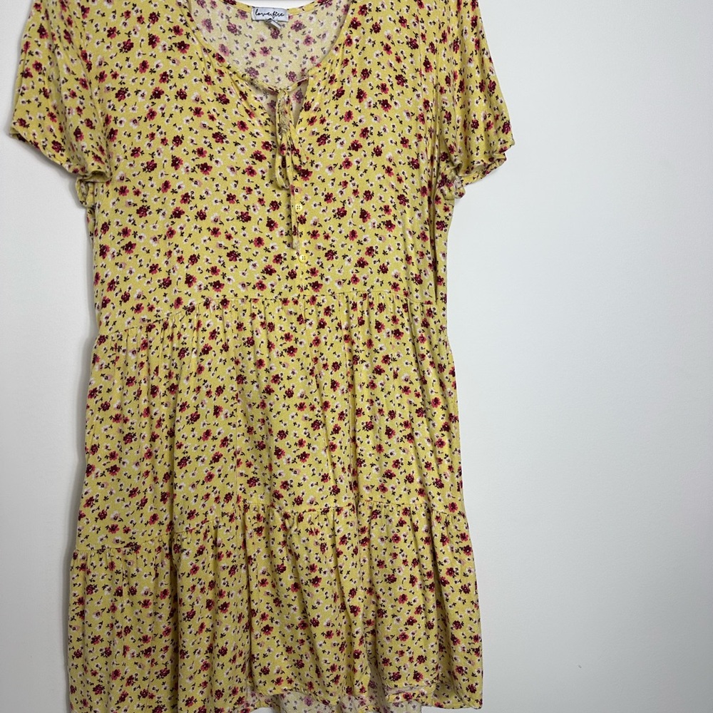 Love,fire Floral Yellow Dress